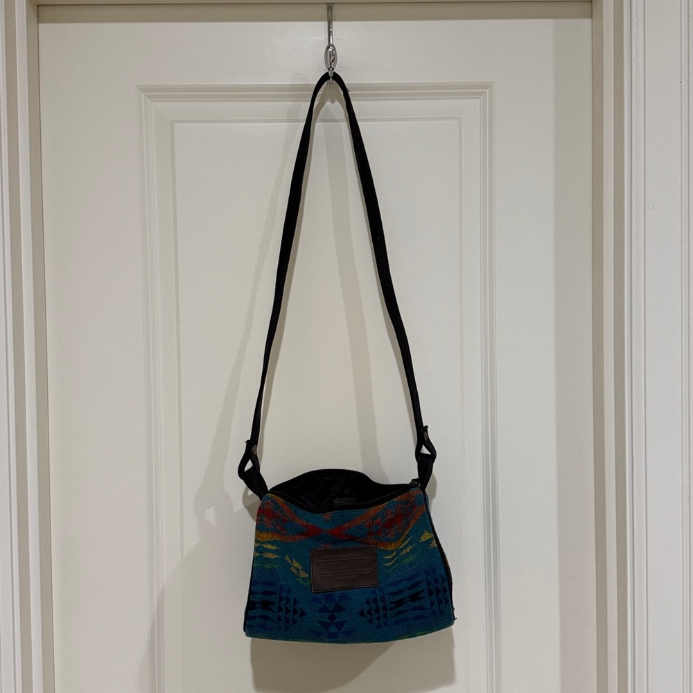 Pendleton Teal Multicolor Tribal Wool Crossbody w… - image 4